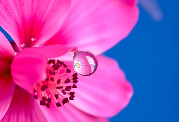 Ethereal Water Drops on a Pink Flower